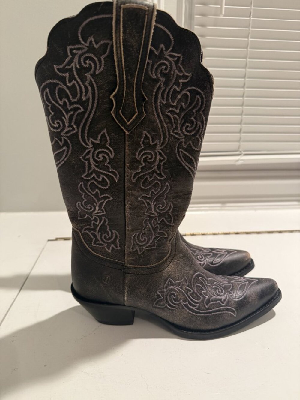 Dingo Flirty N Fun Western Boot Grey Leather Size Womens 7 [jb] - Picture 12 of 16